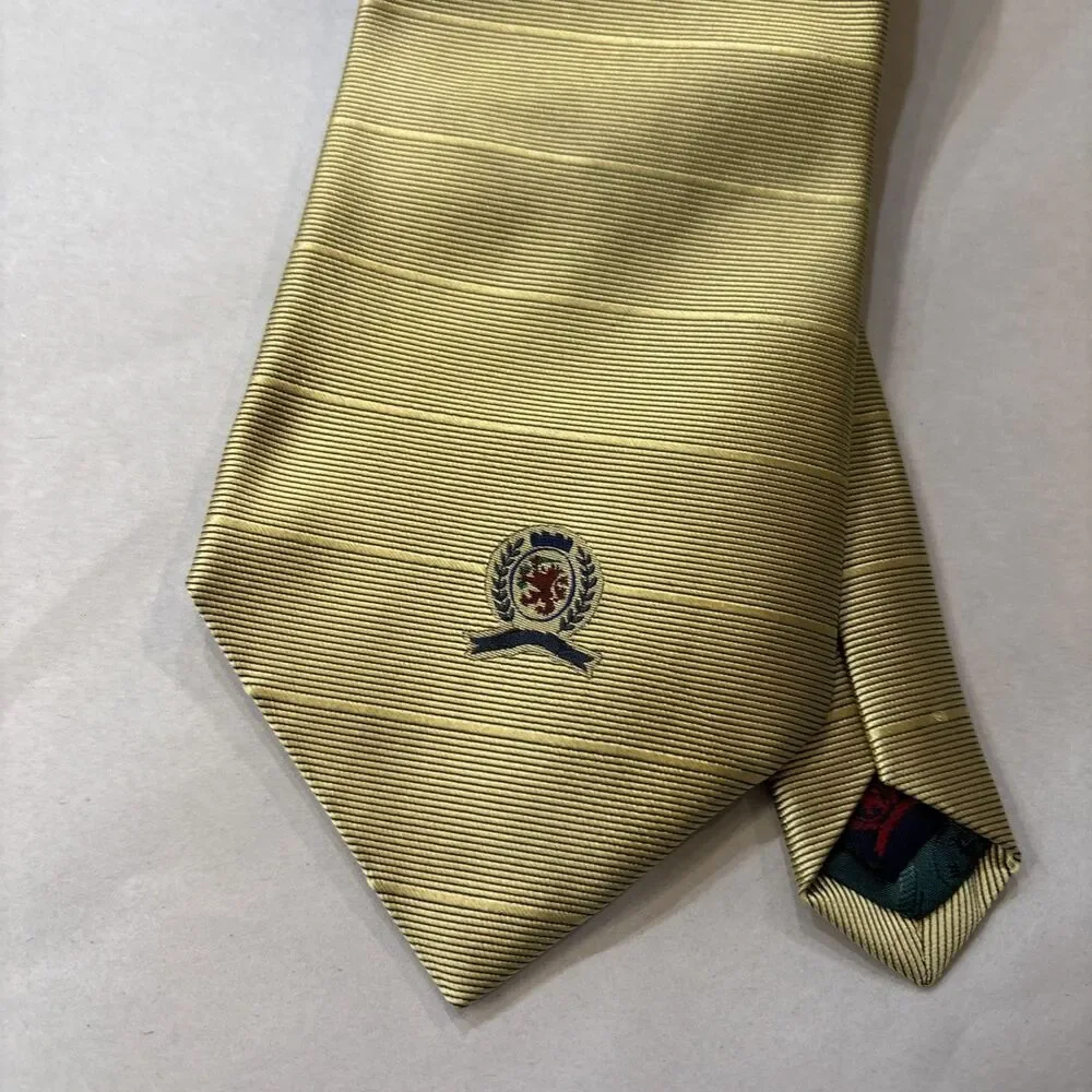 Tommy Hilfiger MEN'S TIE  Gold, Preppy Silk, USA 4” X 57” Designer Fraternity